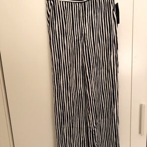 Zara Wide Leg Black and White Striped Pants